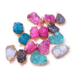 Pendant Necklaces Natural Druzy Agates Pendants Charms Stone Crystal Geode Charm For Jewellery Making Necklace Diy