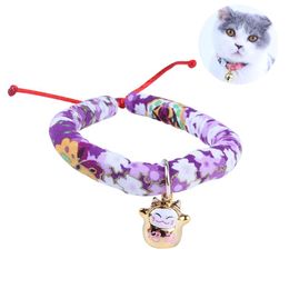 Dog Collars Japanese Style Pet Collar Cat Bell Necklace Various Styles Of Adjustable And Comfortable Fabric Puppy Supplies & Leashes