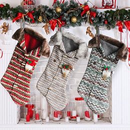 Christmas Decorations Ornaments Lattice Stocking Toys Candy Bag Tree Pendant Holiday Gift Xmas Decoration Props