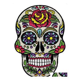 Sewing Notions Tools Low Price Custom Sugar Skl Calavera Embroidered Ironon Skeleton Day Of The Dead Emblem Drop Delivery Apparel Dhkwz