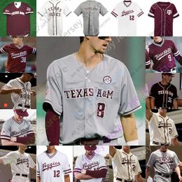 Baseball Jerseys TEXAS A M Baseball Jersey NCAA College Michael Wacha Will Frizzell Ray Alejo Austin Bost Logan Britt Size S-3XL All Stitched Embroidery