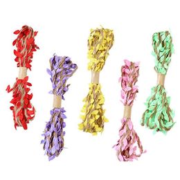 Party Decoration 10M Christmas Halloween Artificial Leaf Natural Hessian Jute Twine Rope Burlap Ribbon Diy Craft Vintage For Home Dr Dh9Fh