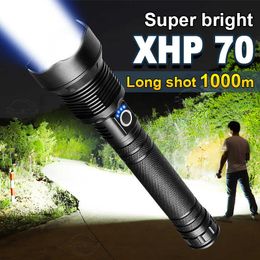 Flashlights Torches High Power Flashlight 100000 Lumen XHP70 Flash Light Rechargeable 18650 Trochlight Led Flashlight Ultra Bright Torch Tactical 0109