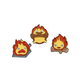 Pins Brooches Calcifer Log Hard Enamel Pin Studio Ghibli Fire Brooch Cute Funny Badges Drop Delivery Jewelry Dh3Wg