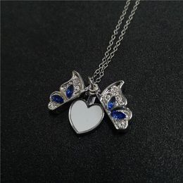 Pendant Necklaces Sublimation Blank Butterfly Locket Po Pendants Valentines Day Gift Tranfer Printing Consumable 15pcs/lot