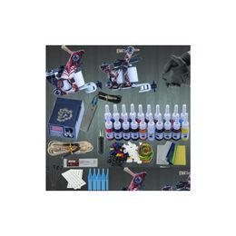 Tattoo Guns Kits Professional Kit 2 Hine Gun 20 Color Inks Power Supply Complete Permanent Make Up Set Drop Delivery Health Beauty T Dhevn