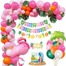 Party Decoration Tropical Balloon Arch Garland Kit For Girl Birthday Flamingo Themed Supplies Baby Shower Wedding AnniversaryParty