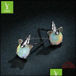 Stud 100 925 Sterling Sier Opal Earrings For Women Wedding Small Fashion Anniversary Jewellery Drop Delivery Otjcm