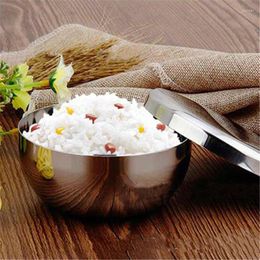Bowls Stainless Steel Bowl Large Cooked Rice With Cover 10cm 12cm Kimchee Thickening Baby Children Kitchen Tableware