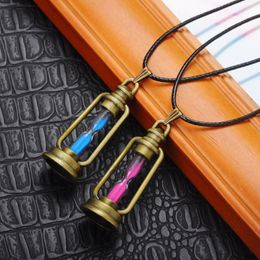 Pendant Necklaces 2 Color Hourglass Time Necklace Geometry Size 4.4 1.6cm Big Long Glass Pendants Jewelry Men Choker Charm Women Girl Gift