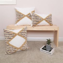 Pillow Black Yellow Tufted Cover Home Decor Stripe Embroidery 45x45/30x50cm Geometric Sofa PillowCase Sham