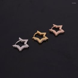 Hoop Earrings 1 PCS Simple Cute Small Hollow Star Mircon Pave CZ Ear Cuff Hoops Earring Trendy Circle Closed Clip Ears Copper Jewellery