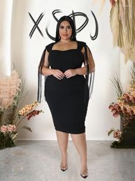 Plus Size Dresses Sexy For Women Short Bodycon Dress With Tassel Party Elegant Chic Wholesale Drop