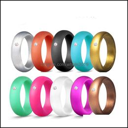 Band Rings Sile Wed Ring For Men Women Engagement Wedding Jewellery Sport Elastic Rubber Drop Delivery Dhgpy