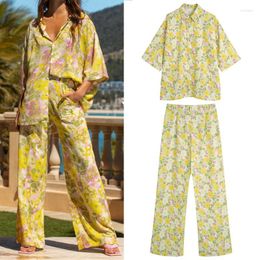 Women's Tracksuits Summer Floral Set For Women 2023 Fashion Youth Suits Shirt Top Female Shorts Pant Ladies Clothes