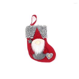 Christmas Decorations Stockings With 3D Plush Gnomes Santa Hanging Rope Decoration