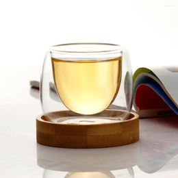 Wine Glasses 60ml Double-layer Glass Cup Transparent Heat-resistant Clear Coffee MINI Whisky Tea Beer Water Cups Gifts