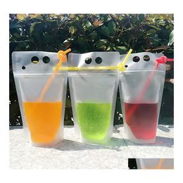 Water Bottles Plastic Drink Pouch Bags With Sts Zipper Disposable Drinking Container Party Tableware Drop Delivery Home Garden Kitch Dhevg