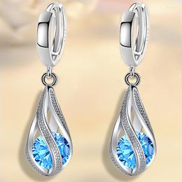 Hoop Earrings Silver Colour For Women Water Drop Zircon Piercing Earings Personalised Trend Jewellery NY001