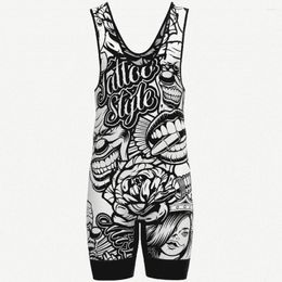 Racing Sets Wrestling Suit Bodybuilding Tights Gym Clothing Sleeveless Run Skinsuit Sportswear One Piece Jumpsuit Ropa Hombre