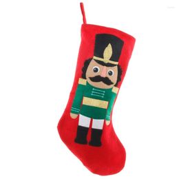 Christmas Decorations 41XB Year Stocking Xmas Gift Candy Bag Large Stockings With 3D Nutcracker For Fireplace Holiday Decoration