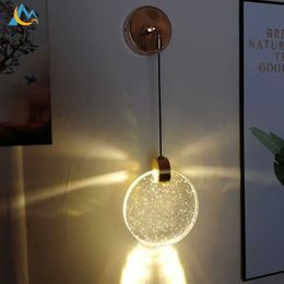 Chandeliers Modern Simple Crystal Ball LED Lamp Living Bedroom Bedside LampS Room Decorat Background Mirror Front Wall Light 0109