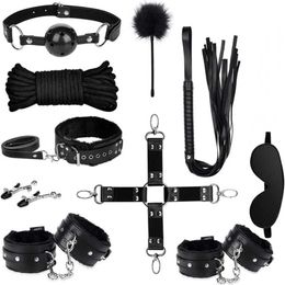 Beauty Items Guver Bondage for sexy 10 Pcs BDSM Leather Sets Restraint Kits Women and Couples