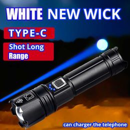 Flashlights Torches Shot Long wick Most Powerful LED Flashlight TYPE-C USB Rechargeable Torch Light 1500Meter High Power Flashlight Tactical Lantern 0109