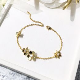 Link Bracelets OL Style Fashion Charm Chains Bangle Top Gold Plated Fine 4 Pcs CZ Clover Flower Bracelet For Women