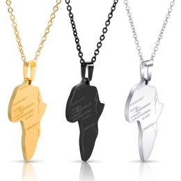 Pendant Necklaces Punk Africa Necklace Gift Black Colour & Chain Hiphop African Map Men/Women Trendy Jewellery