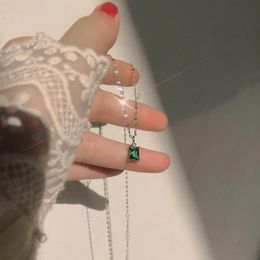 Chains Grace Fashion Vintage French Trendy 925 Sterling Silver Square Emerald Choker Necklaces For Women Girl CollaresChains