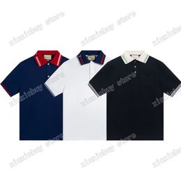 xinxinbuy Men designer Tee t shirt 23ss collar paris letters Embroidery short sleeve cotton women black blue white XS-L