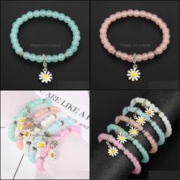 Other Bracelets Custom Fashion Bohemian Style Fresh Colored Crystal Glass Beads Bracelet Daisy Flower Girl Drop Delivery Jewelry Ot9Yg