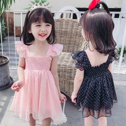 Girl Dresses Baby Girls Summer Dress Solid Color Chiffon Ruffles Princess Children Casual White Children's Clothing