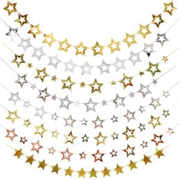 Party Decoration Gold Silver Paper Star Garlands Banners For Birthday Baby Shower Wedding Year Christmas Decor Hanging Streamer Flags