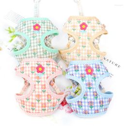 Dog Collars Pet Chest Strap Floral Pattern Vest Embroidery Leash Supplies Accessories Harness