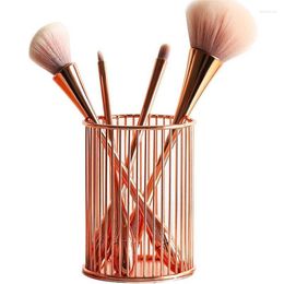 Storage Boxes Nordic Hollow Out Makeup Brush Pot Holder Organiser Iron Round Practical Pen Pencil Cup Rose Gold Cosmetic Box