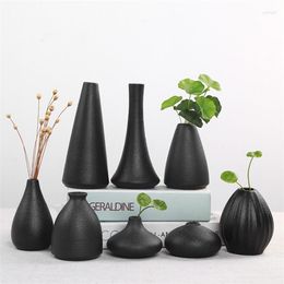 Vases Classic Black Porcelain Vase Ceramic Home Office Desktop Decoration Crafts Style DIY Gift CY52609