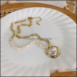 Pendant Necklaces 2021 Golden Chain Baroque Shaped Pearl Stitching Necklace Drop Delivery Jewelry Pendants Otmln