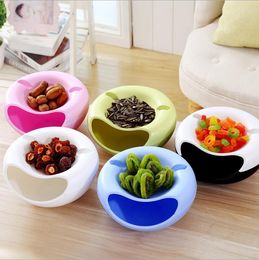 Plates Plastic Lazy Fruit Tray Detachable Double Layer Candy Melon Seed Round Box Can Be Put In Mobile Phone