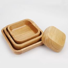 Bowls Square Wooden Salad Bowl Large Rice Healthy Natural Soup Dessert Kitchen Tool Tableware Dinner Set