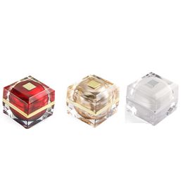 10g Gold Red White Square Acrylic Refillable Bottle Skincare Facial Cream Pots Empty Cosmetic Eye Cream Sample Jars Containers