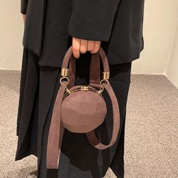 Evening Bags Retro Suede Ball Shoulder Bag Frosted Clip Round Handbag Fashion Chain Crossbody Women's