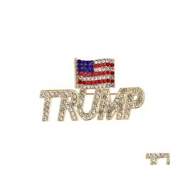 Other Arts And Crafts Bling Diamond Trump Brooch American Patriotic Republican Campaign Pin Commemorative Badge 2 Styles Drop Delive Dhy1Z