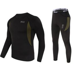 Men's Thermal Underwear winter men thermal underwear sets compression fleece sweat quick drying thermo clothing Long Johns 230109