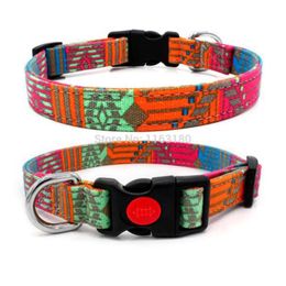 Dog Collars 24pcs/lot Nylon Collar Buckle Puppy Adjustable For Cat Small Medium Large Clip & Leashes