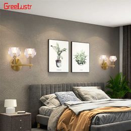 Chandeliers European Copper Crystal Lustres Luxury Gold Home Sconce Lamps For Bedroom Bedside Lighting G9 Wall Fixtures Decor Lampara 0109