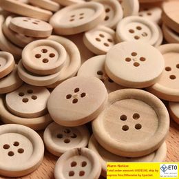 100pcslot Mixed Wooden Buttons Natural Colour Round 4Holes Sewing Scrapbooking DIY Buttons Sewing Accessories Wholesale Price