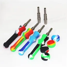 hookahs Silicone Nectar Pipe With Titanium Nail Tip Food Grade Silicon Dab Rigs Portable Smoking Accessorie Wax oil Rig Tool