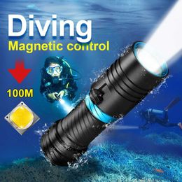 Flashlights Torches HEDELI Professional Diving Flashlight Underwater Lamp Most Powerful Led Diving Torch Rechargeable 18650 26650 Scuba Dive Light 0109